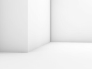 Abstract empty white interior fragment, minimal 3d
