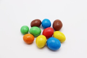 colorful candies on white background