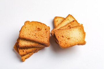 crispy rusk, cake rusk over white background