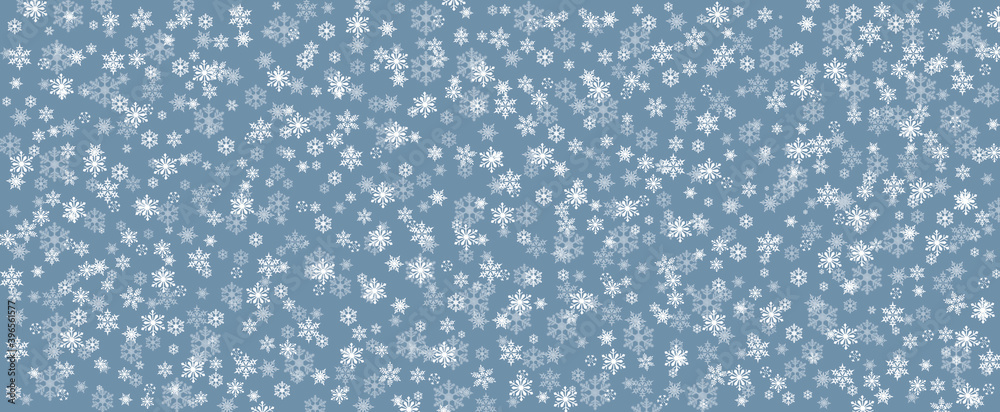 Wall mural christmas winter blue background with snowflakes