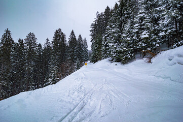 Fototapeta na wymiar Ski slope on mountain Sonnenkopf