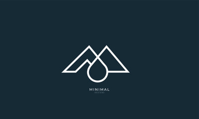 A line art icon logo of a mountain water	
