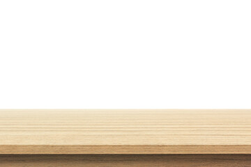 wooden table top on white background