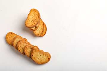 crispy rusk, cake rusk over white background