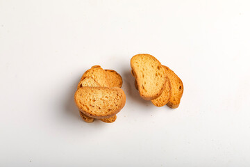 crispy rusk, cake rusk over white background