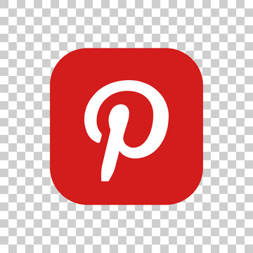 Red Pinterest Logo On Transparent Background, Vector Edition