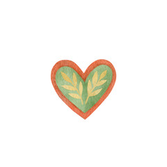 Watercolor drawing of a heart isolated on a white background.