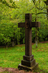 way to the cross in the mountains of basque country