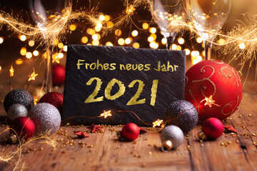Happy New Year 2021 - Greeting Card- German text - Silvester Party
