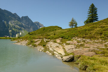 Fototapeta na wymiar Lake Truebsee above Engelberg in the Swiss Alps