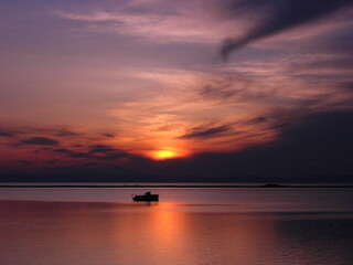 
sunset over the lake