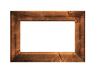 Old vintage Wood frame or photo frame isolated on the white background. Object with clipping path. 