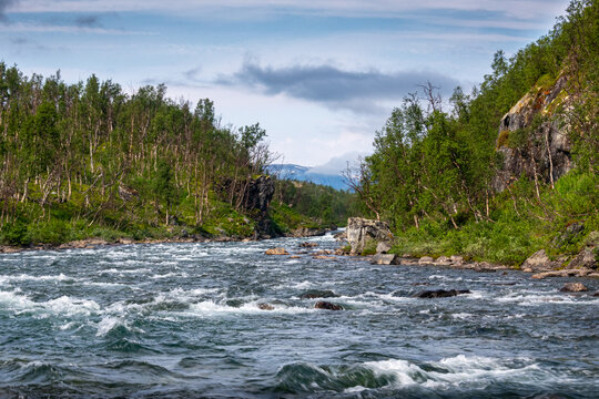 Wild river at the Nordkalottleden near Abisko