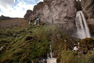 Fototapeta na wymiar big waterfall in the mountains
