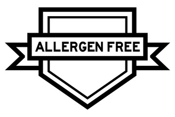 Vintage black color pentagon label banner with word allergen free on white background