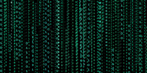 Computer system information concept Abstract binary code technology   The background with binary data falling from the top of the digital binary data screen  3d illustration