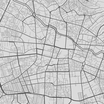 Urban city map of Tabriz. Vector poster. Grayscale street map.