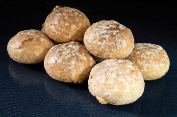 Home baking on turn blue table with reflection