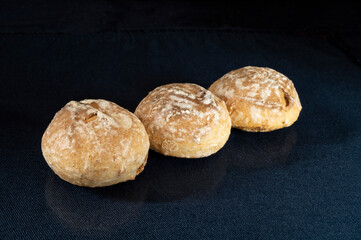 Fototapeta premium Home baking on turn blue table with reflection