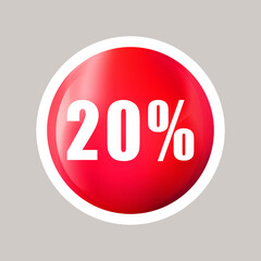 Sale banner template design. 20 discount sign banner. Sales vector round icon for web stickers, labels, stickers, banners, tags, season special offer, new offer. Colorful geometric shapes.