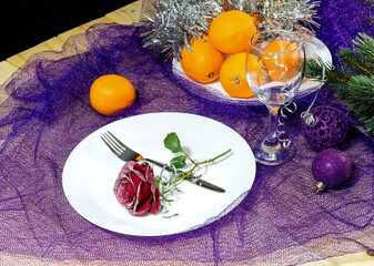 Obraz na płótnie Canvas Decoration of a New Year's or Christmas table.