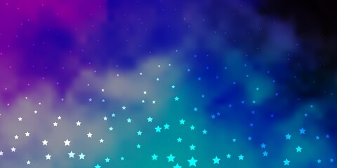Fototapeta na wymiar Dark Pink, Blue vector background with small and big stars.