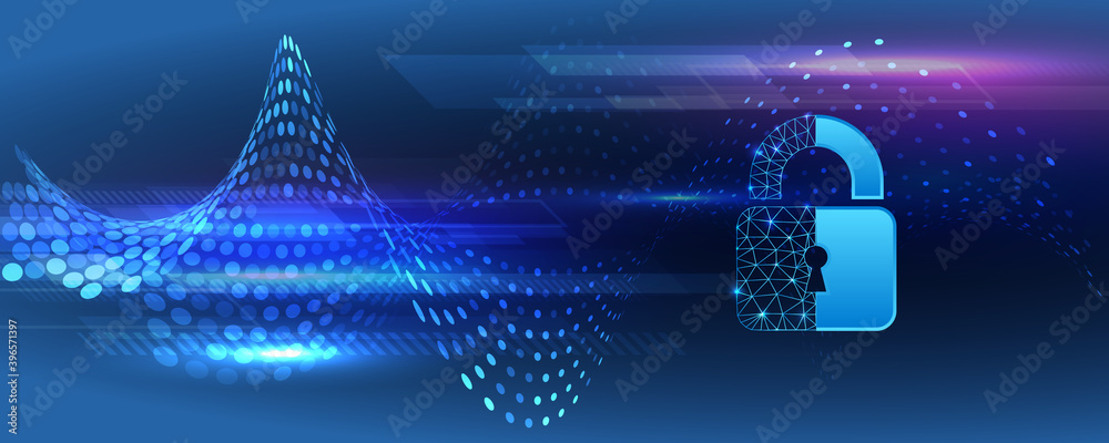 Poster Data protection, privacy, and internet security concept. Cybersecurity for business and internet project. Vector illustration of a data security services.