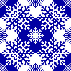 Christmas pattern for packaging and advertising. Blue snowflakes, white background. Seamless ornament.