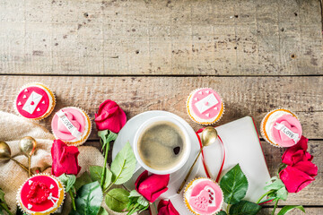  Valentine's day cupcakes with coffee cup