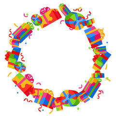 Frame with gift boxes.