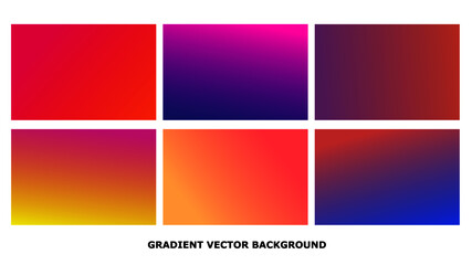 Obraz na płótnie Canvas Vivid colorful gradient vector abstract background set. Web design multicolor gradients, trendy saturated rainbow colors vector design for banner, poster, placard or wallpaper backdrop