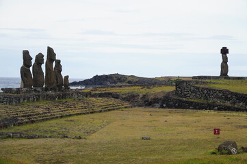 イースター島のモアイ像　/タハイ儀式村