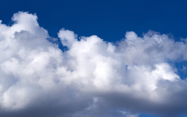 Fluffy white cloud and blue sky in a summer season