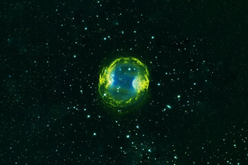 Green galaxy in deep space. Elements of this image furnished by NASA