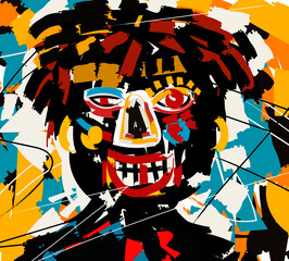 outsider art face portrait doodle graffiti cartoon - 396576185