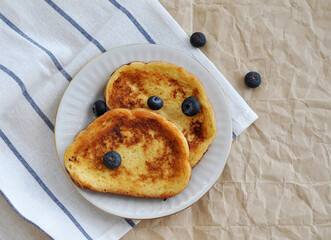 tasty french toasts with fresh bluberries