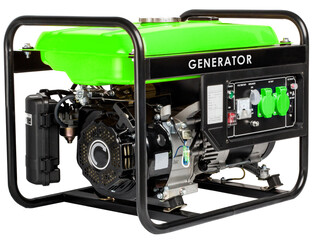 Portable electric generator, diesel  on a white background.