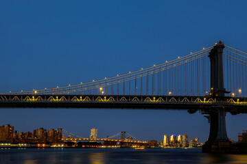 Fototapeta na wymiar Aerial view style New York City beautiful with Manhattan bridge skyline at night