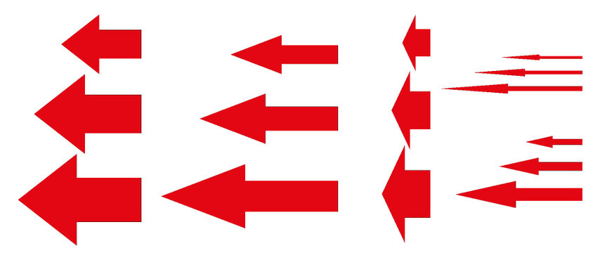 Rote Pfeile Set Vektor isoliert auf wei&szlig;en Hintergrund