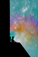 silhouette of a person on a ladder
