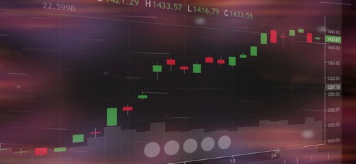 The background of the candlestick chart screen of smart phone, show value, number, trading rate of the stock exchange market, fluctuation, unstable as risk arising from investment in crisis situation