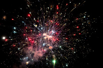 Fototapeta na wymiar Colorful Firework On Night Sky