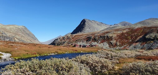 Sunny autumn day in Rondane national park in Norway