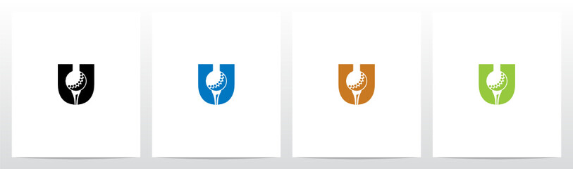 Golf Ball On Letter Logo Design U © recehan