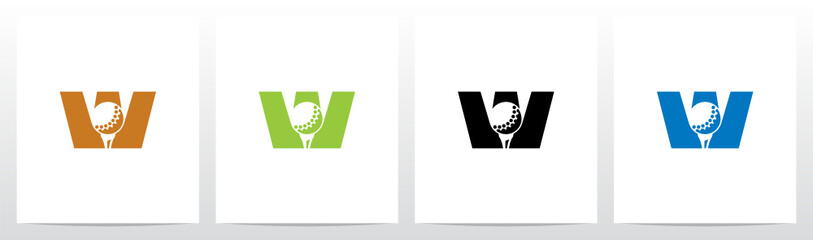 Golf Ball On Letter Logo Design W