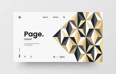 Fototapeta premium Creative horizontal website screen part for responsive web design project development. Abstract geometric pattern banner layout mock up. Corporate landing page block vector illustration template.