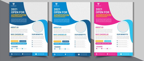 School Admission Flyer Design Template  with Multicolored 