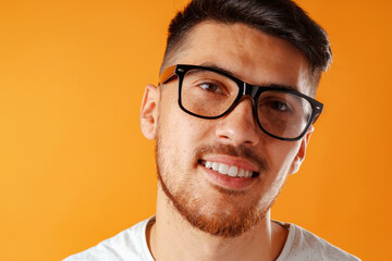 Portrait of a young smart man businessman wearing glasses