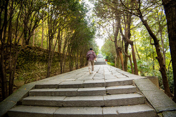 Street view local visitor and tourist Wudang shan Mountains.