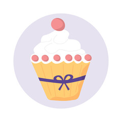 Isolated cute cupcake. Vector muffin in flat style